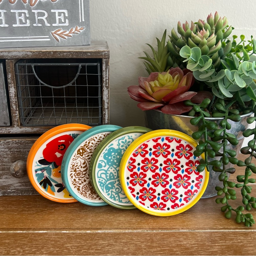 New HTF Pioneer Woman Flea Market Floral Ceramic Coasters